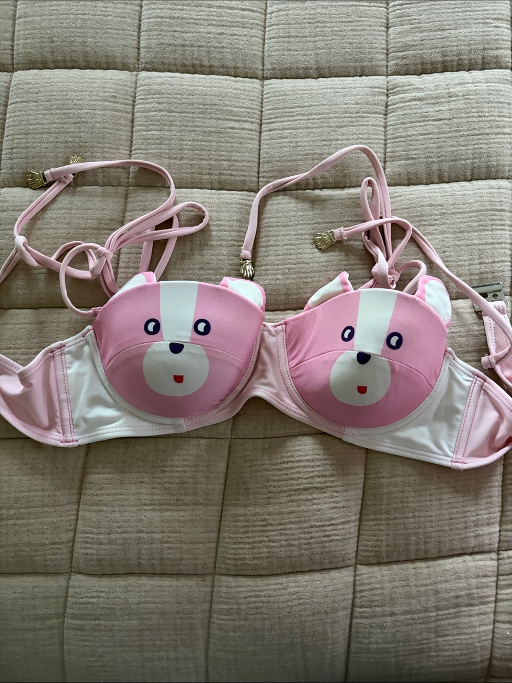 Pink Bear Bikini Top